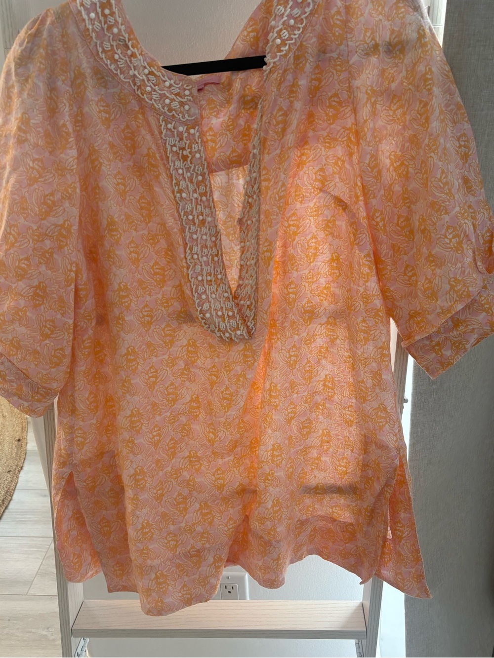 Lilly Pulitzer Peach Floral Split-Neck Tunic